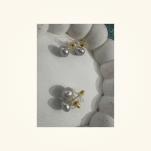 Real fresh water natural pearl with ad stone 01 Earrings