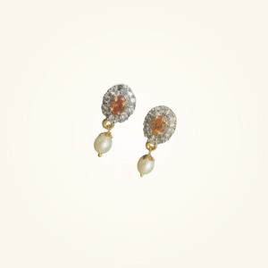 Real natural fresh water white drop pearl  with ad stone tops