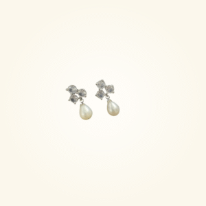 Real natural fresh water white drop pearl with ad stone tops